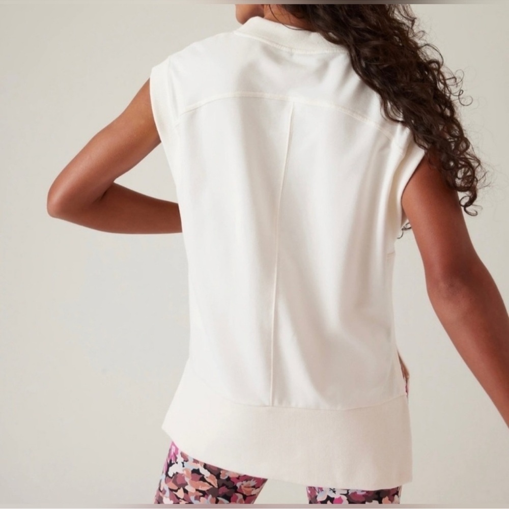 Athleta Swear Top and Joggers Set Magnolia white Wide leg pant and Sweatshirt - Picture 3 of 6
